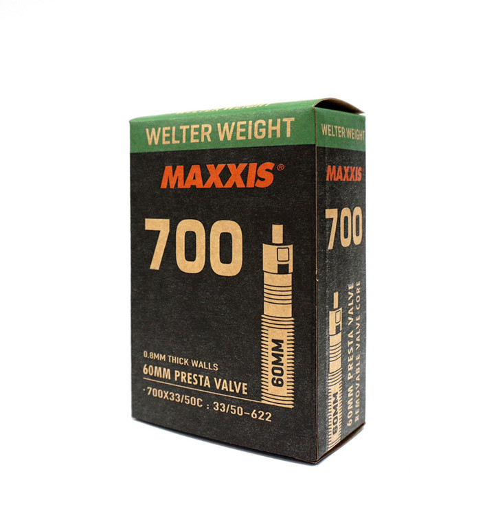 Maxxis Welterweight 700 x 33/50 FV 0.8mm Wall 60mm Presta Removable Valve Core 129g Tube