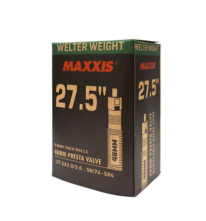 Maxxis Welterweight 27.5 x 2.0/3.0 FV 0.8mm Wall 48mm Presta Removable Valve Core 225g Tube