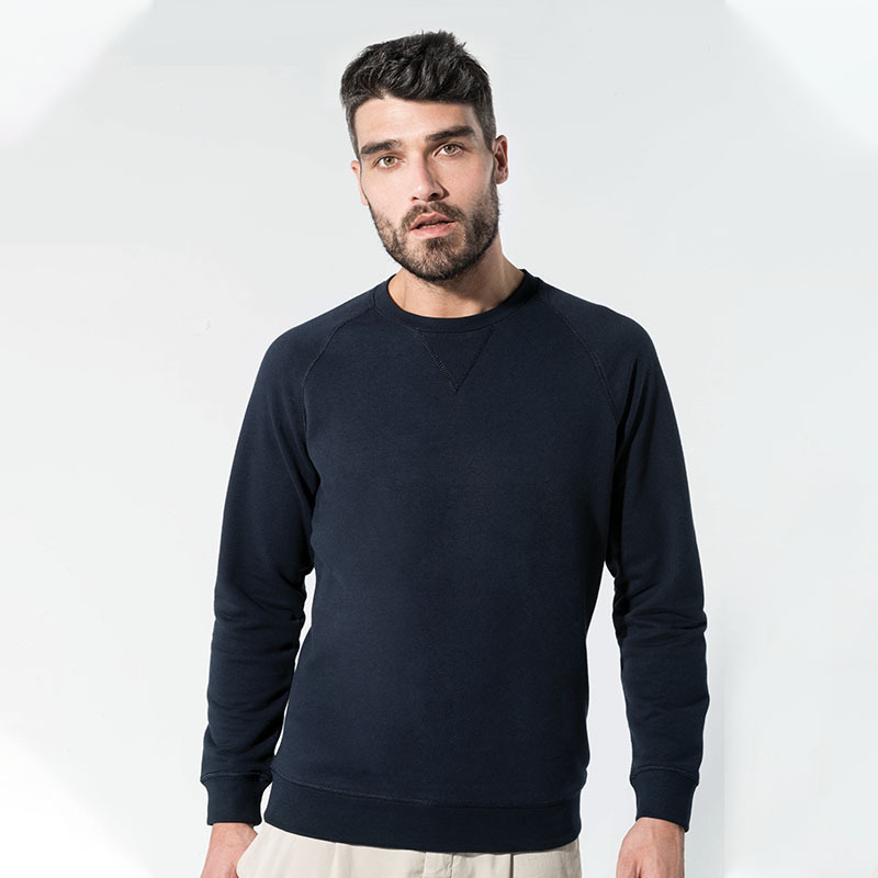 Organic cotton crew neck raglan sleeve sweatshirt