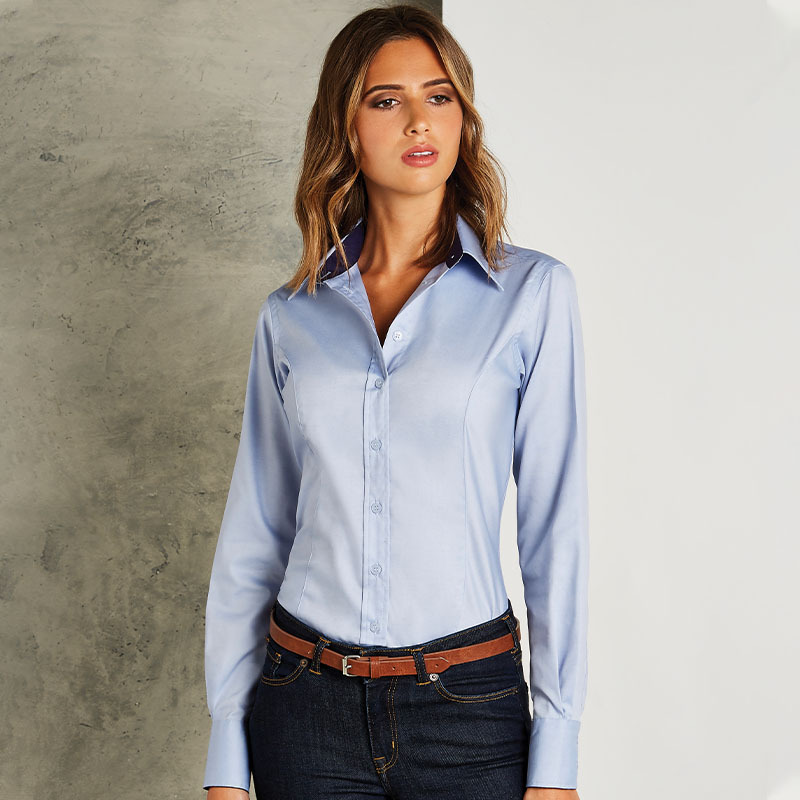 Women's contrast premium Oxford shirt long-sleeved (tailored fit)