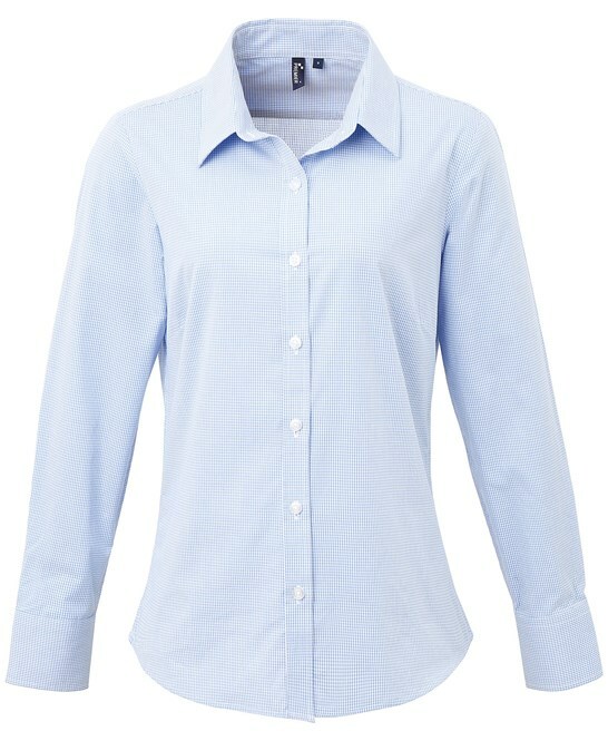 Women's Microcheck (Gingham) long sleeve cotton shirt