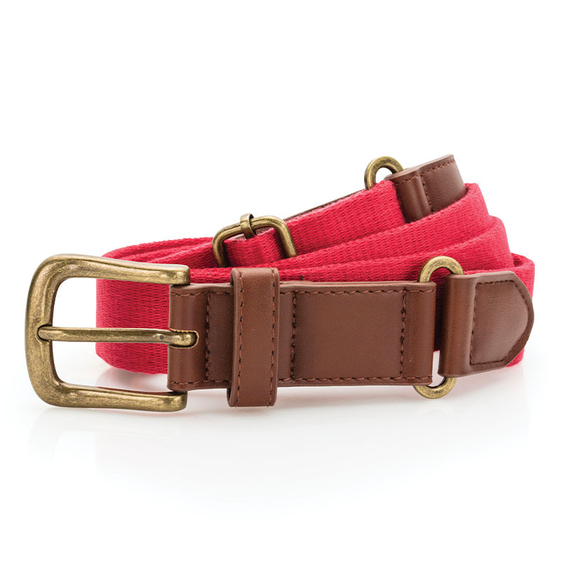 Faux leather and canvas belt