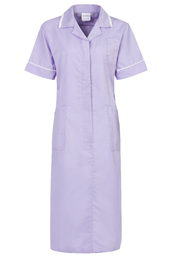 Classic Healthcare Dress with Action Back - Lilac/White