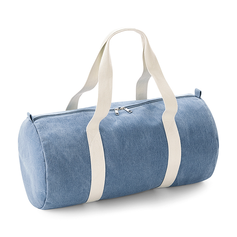 Denim barrel bag