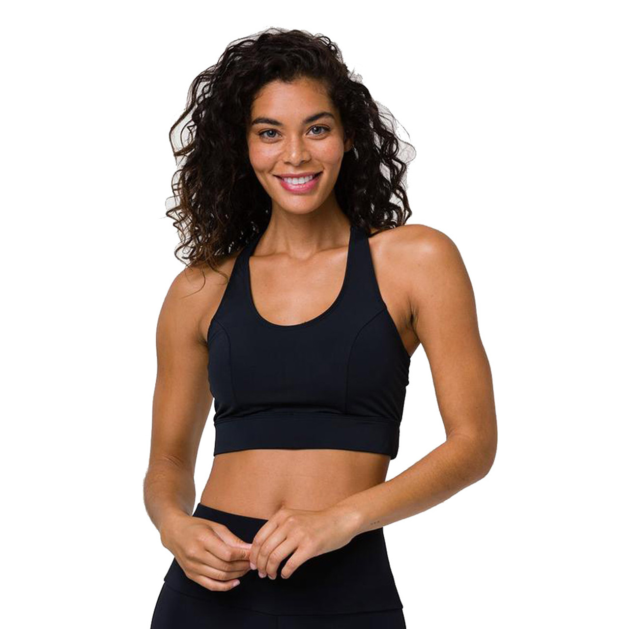 DKNY Sport Womens Performance Support Yoga Running Bra Small Black