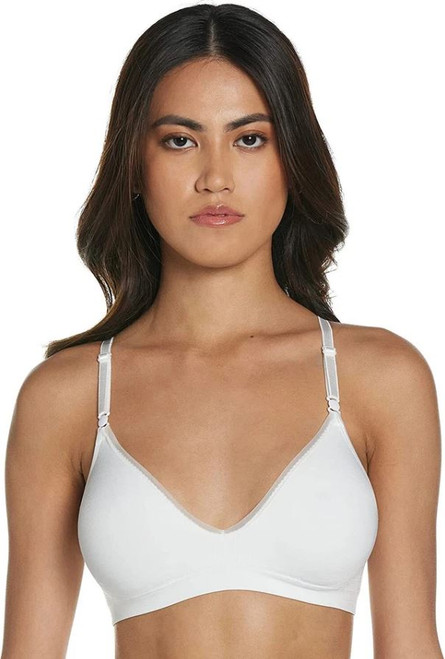 Hanes Women's Moisture Wicking Convertible Smoothing Bra, White, Large