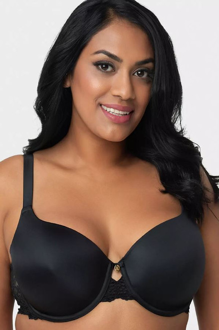Curvy Couture Women's Tulip Sexy Lace Plus Size Push Up Bra, Black, 36D