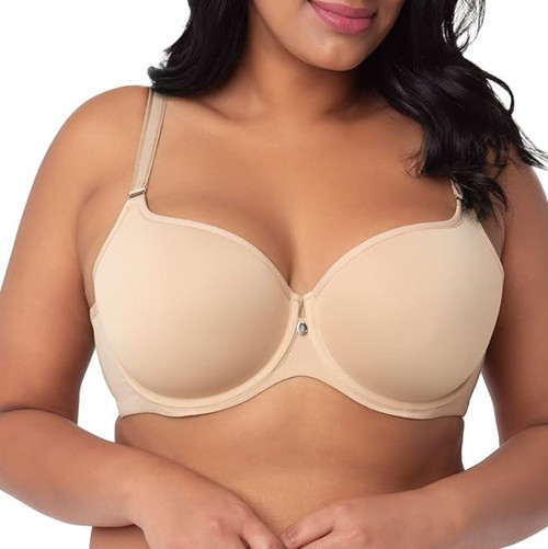 Curvy Couture Women's Tulip Smoothing Plus Size Push Up T shirt Bra, Bombshell Nude, 44D