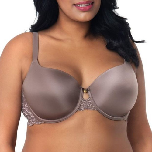 Curvy Couture Women's Tulip Sexy Lace Plus Size Push Up Bra, Taupe, 34DDD