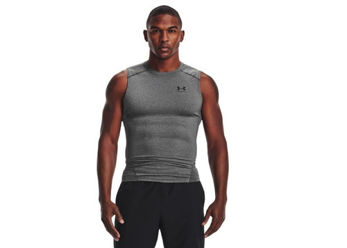 Under Armour Men's HeatGear Compression Sleeveless T-Shirt, Carbon Heather, Medium