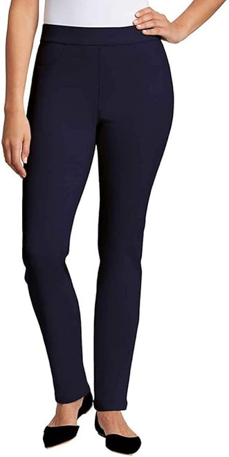 Gloria Vanderbilt Women's Slim Straight Leg Zoey Pull on Pant, Blue, Medium