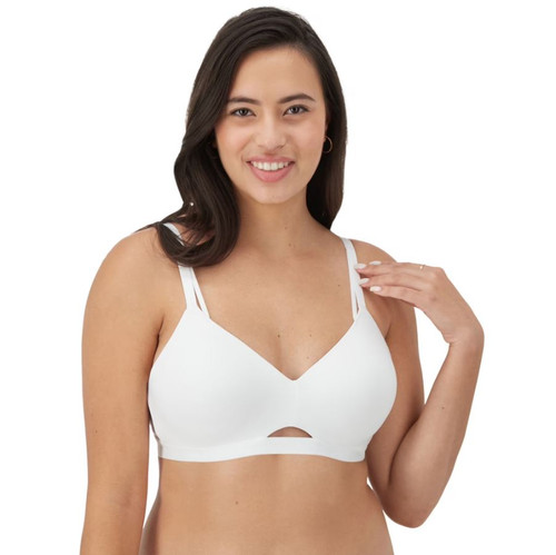 Maidenform Women’s Lightly Lined Design, Modern Wireless Bra, White, Medium