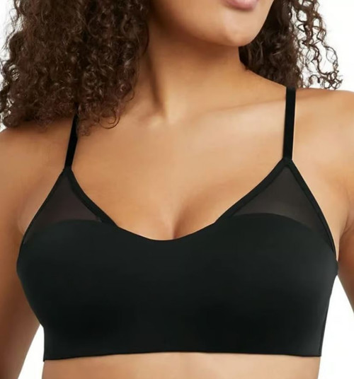 Maidenform Women’s Lightly Lined Mesh Trimmed, Black, Medium