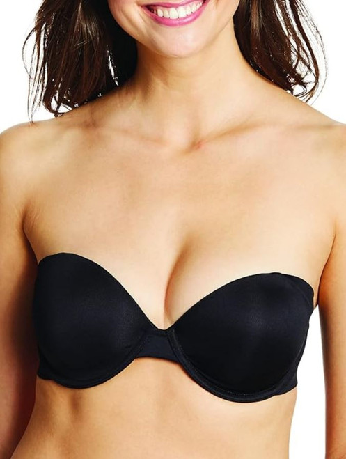 Maidenform Women's Stay Put Smooth Finish Strapless Bra, Black, 40DD