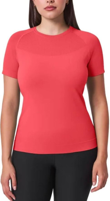 Mondetta Women's Short Sleeve Fitted Active Seamless T-Shirt, Pink, X-Large