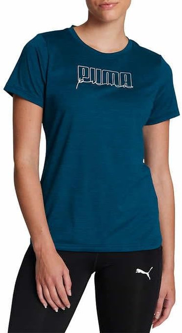 Puma Ladies Logo Short Sleeve Crewneck Tee, Blue, X-Small
