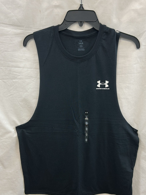 Under Armour Men's Sport Style Left Chest Cut Off Tank, Black, Small