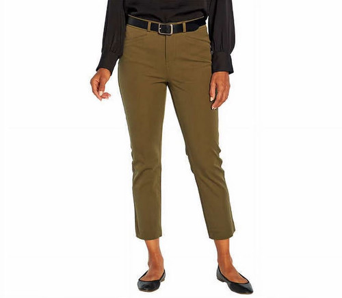 Banana Republic Women's Slim Straight Cropped Pant, Olive Night, 6