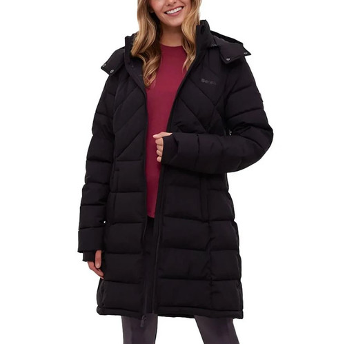 Bench Women's Long Puffer Repreve Jacket, Black, Large