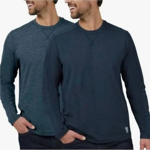 Rugged Elements Men's 2-Pack Sueded Long Sleeve Crew Tee, Navy/Blue, XL