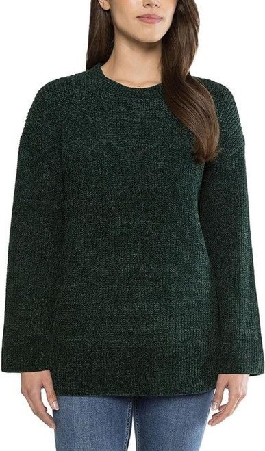 Matty M Women's Chenille Tunic Sweater, Crewneck, Ribbed Cuffs and Hem, Hunter, Large