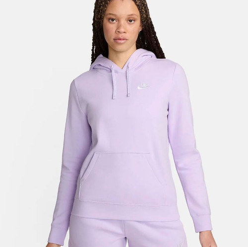 Nike Women's Sportswear Club Fleece Pullover Hoodie, Light Purple, Large