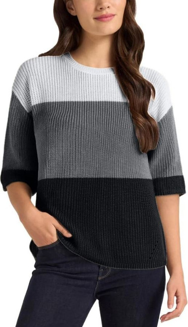 Matty M Women's Colorblock Sweater, Drop Shoulder, Black, Medium