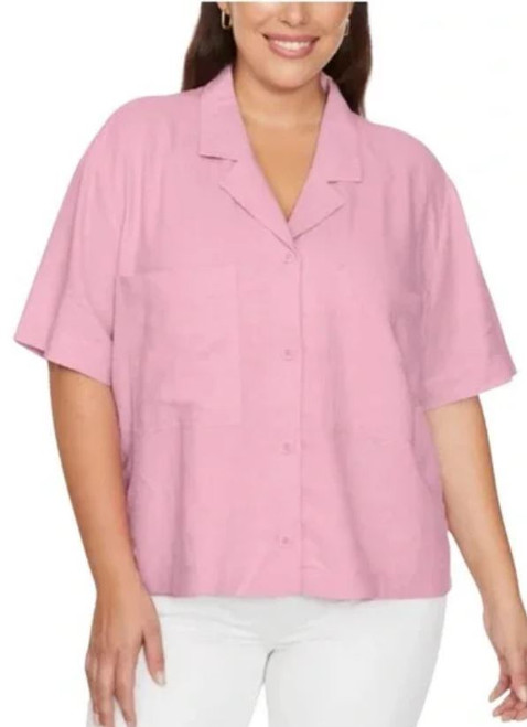 Buffalo David Bitton Women's Button Front Shirt, Fidji Pink, Medium