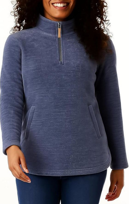 32 Degrees Heat Women's Mock Neck Fleece 1/4 Zip Pullover Sweater, Blue, X-Small