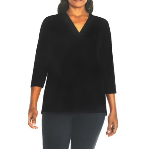 Banana Republic Women's V-Neck 3/4 Length Sleeves Shirt, Black, Medium