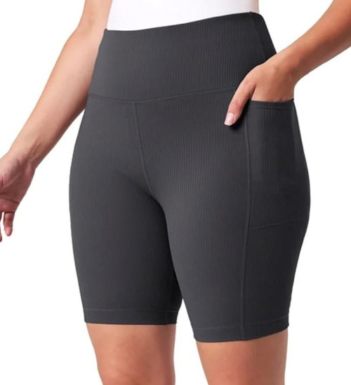 Mondetta Women's Active Moisture Wicking Ribbed Bike Short, Black, Small