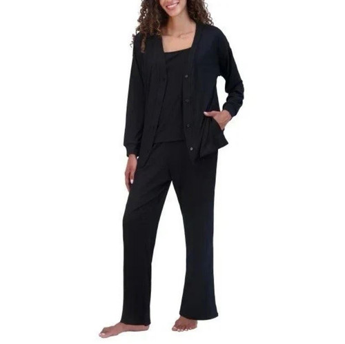 Live 2 Lounge Women's 3 Piece Lounge Set, Black, Medium