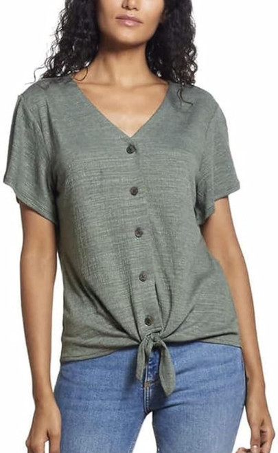 Weatherproof Vintage Women's Tie Front Top, Green, 2X-Large