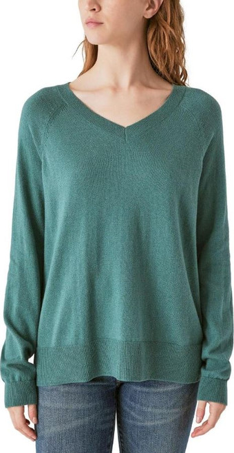 Lucky Brand Women's V-Neck Sweater, Long Sleeves, Sea Pine, Small