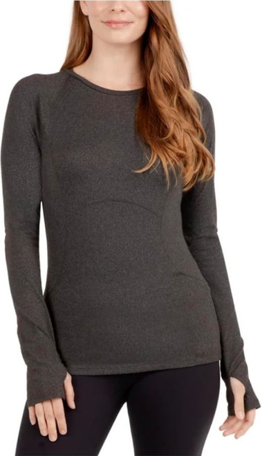 Spyder Active Women's Peached Jersey Long Sleeve Top, Black Heather, Medium