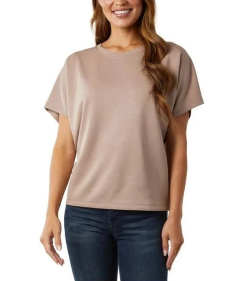 32 Degrees Cool Women's Short Sleeve Top, Taupe, Medium
