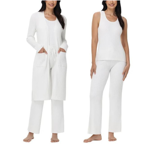 525 Women's 3 Piece Lounge Set, Cream, Large