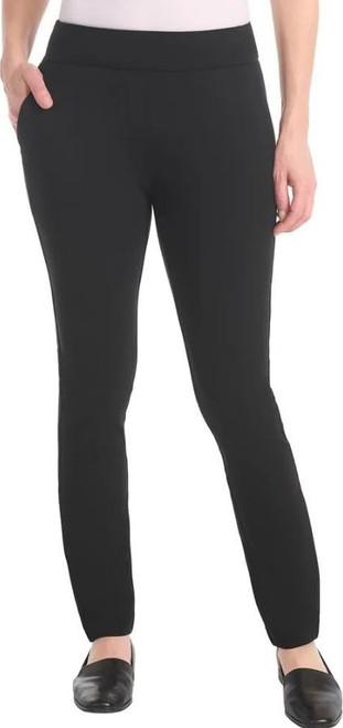 Dalia Women’s Pull On Ponte Pant, Mid Rise, Tummy Control Panel, Black, X-Small