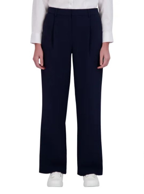 DKNY Women's Stretch High Rise Wide Leg Pant, Navy, 12