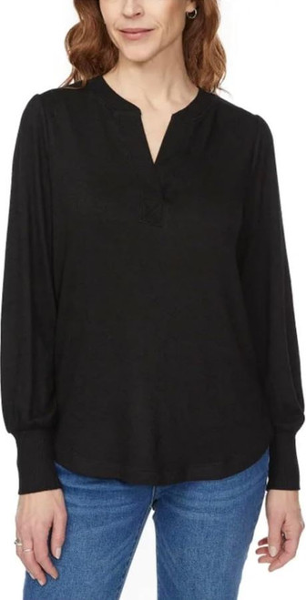 Buffalo David Bitton Women's Long Sleeve Cozy V-Neck Top, Black, Large
