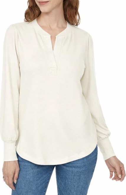 Buffalo David Bitton Women's Long Sleeve Cozy V-Neck Top, Cream, 2X-Large