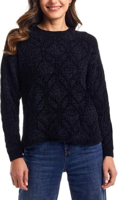 Weatherproof Vintage Women’s Chenille Crewneck Sweater, Black, Large