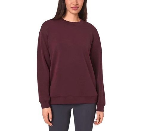 Mondetta Women's Cozy Active Crewneck, Dark Red, Medium