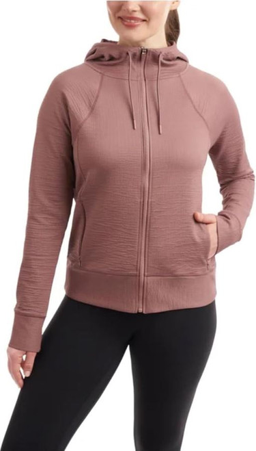 Kirkland Signature Women's Stretch Active Full Zip Hooded Jacket, Pink, Medium