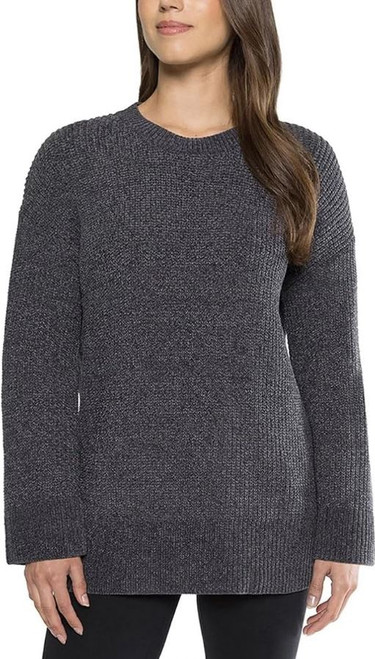 Matty M Women's Chenille Tunic Sweater, Crewneck, Ribbed Cuffs and Hem, Gray, X-Large