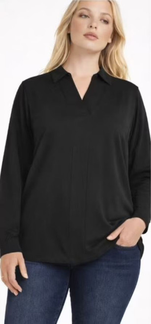 Well Worn Women’s V-Neck, Long Sleeves Shirt, Black, Medium