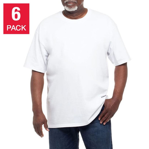 Kirkland Signature Men's Crew Neck T-Shirt 6pack, White, Small