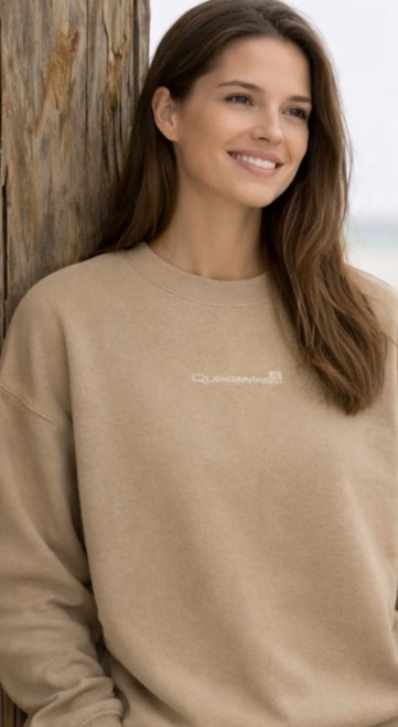Quicksilver Women's Boyfriend Crewneck Sweatshirt, Tan, Medium