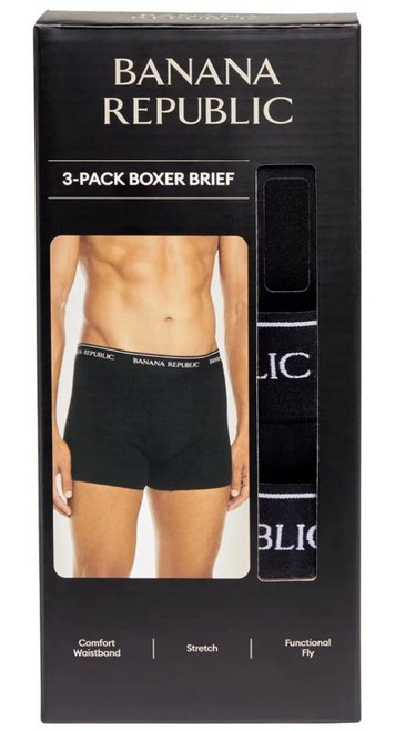 Banana Republic Men's 3Pack Boxer Brief, Black, Medium