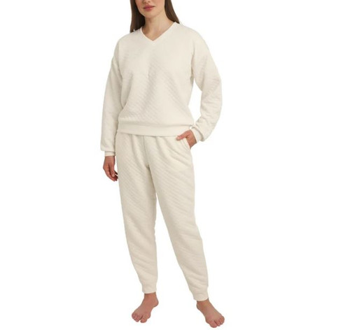 Lands End Women's Quilted Lounge Set, Cream, X-Large